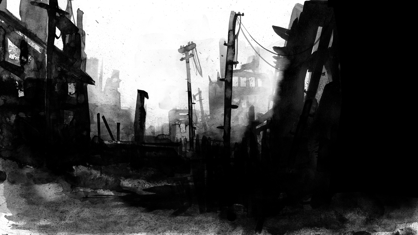 animation 2d ink WWII ILLUSTRATION  noir black and white