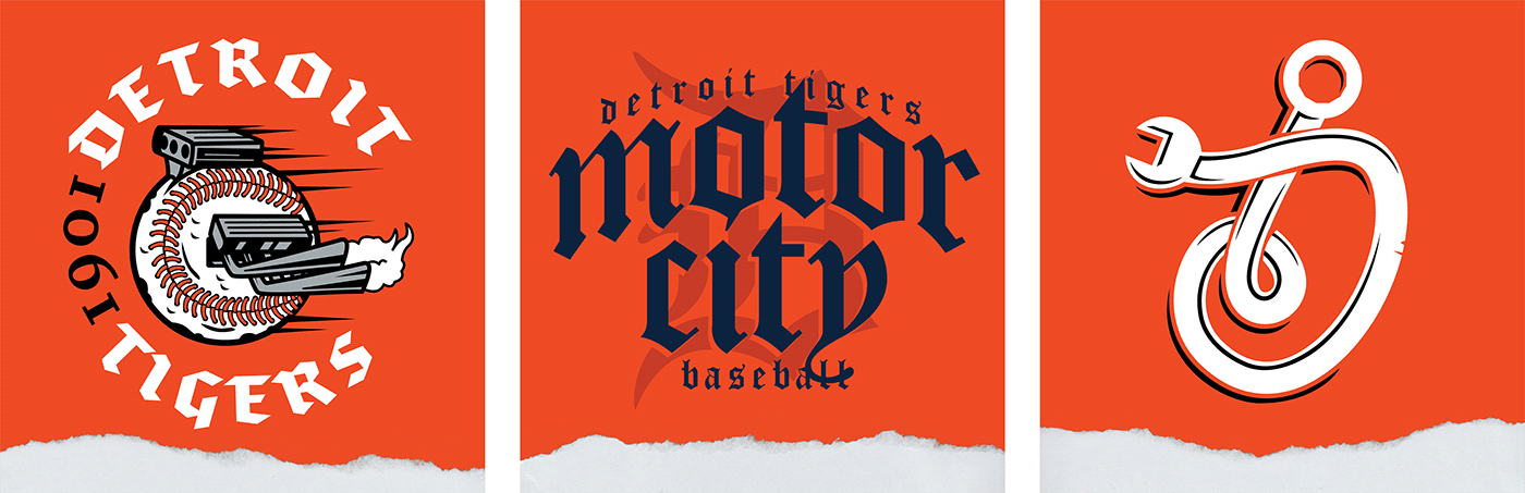 apparel Apparel Design art direction  baseball Clothing Detroit Tigers graphic design  ILLUSTRATION  mlb streetwear