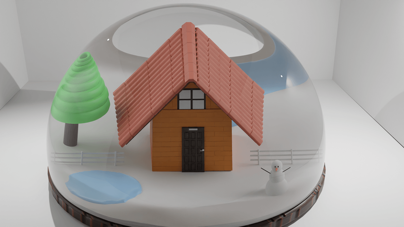 3D blender house snow snowglobe blender3d natal marry Christmas art working