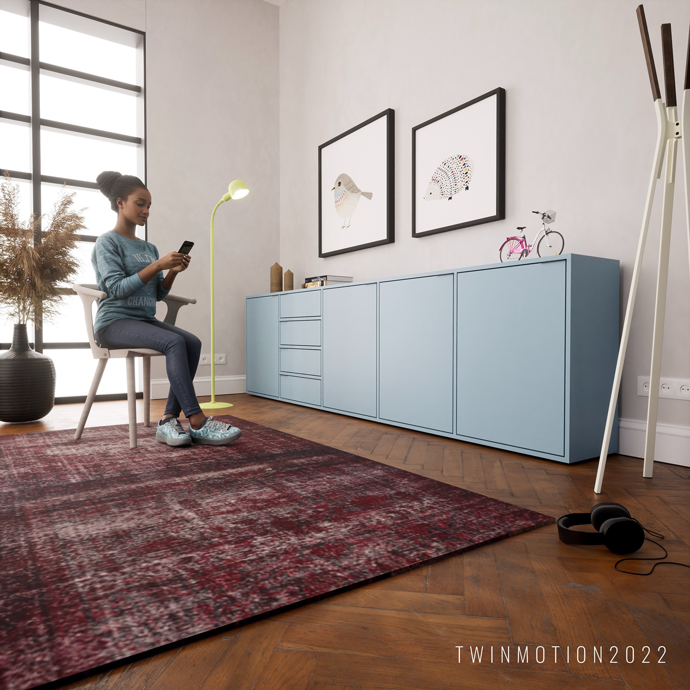 3D archviz indoor interior design  modeling portrait Render sideboard visualization woman