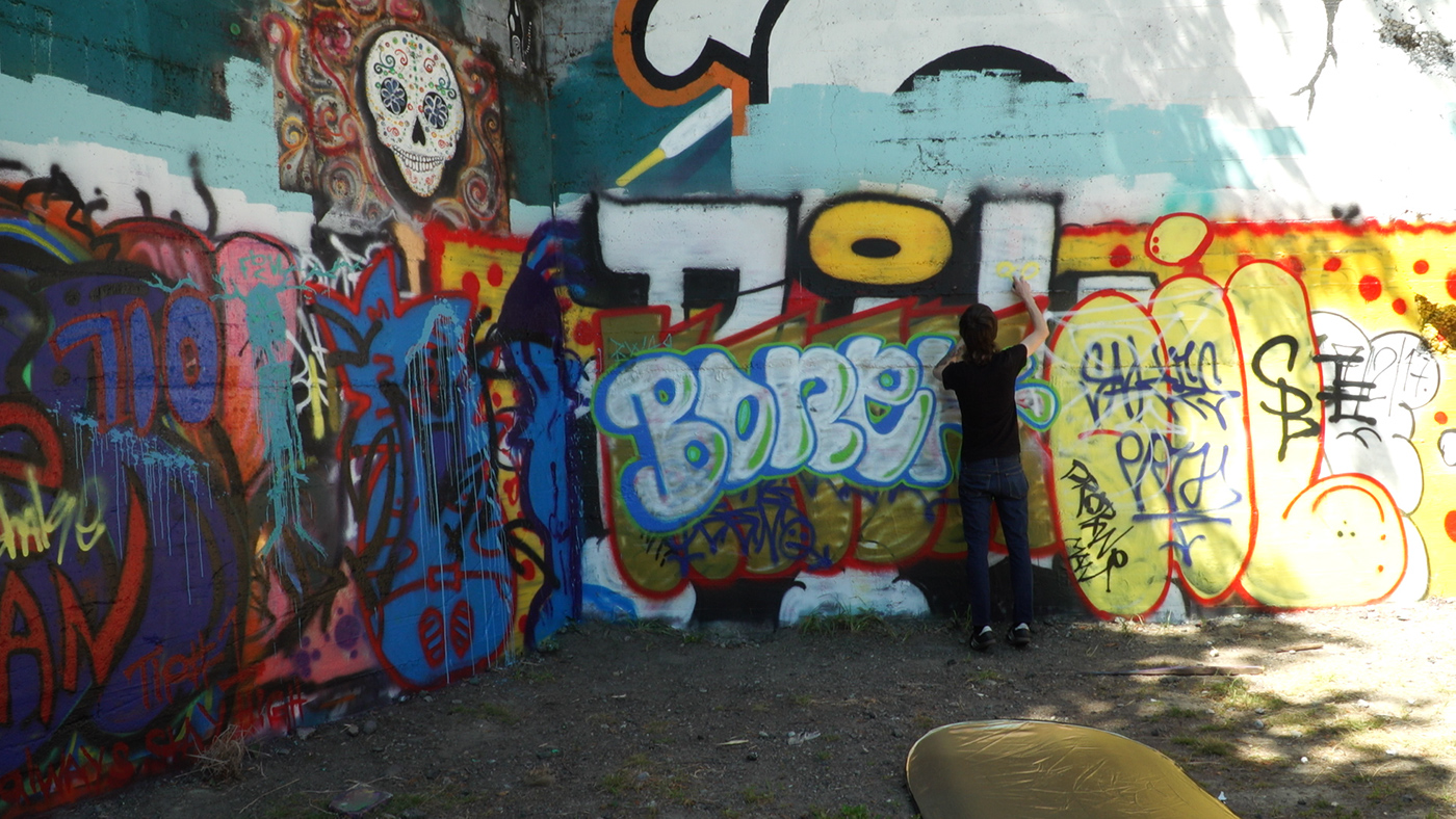 Graffiti rattle can art wall lowbrow