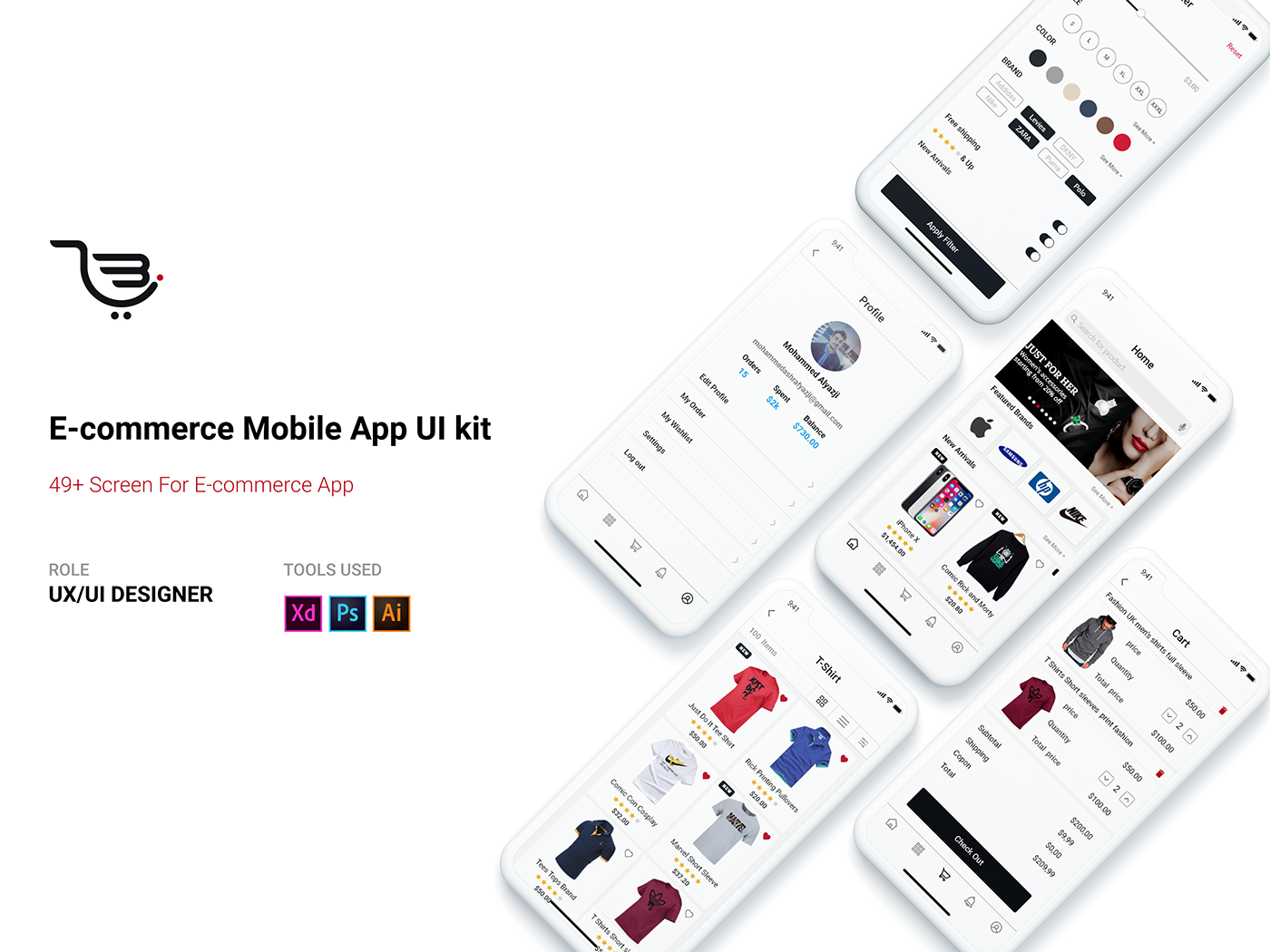 UI ux ui kit ios template Ecommerce store iphonex design adobexd
