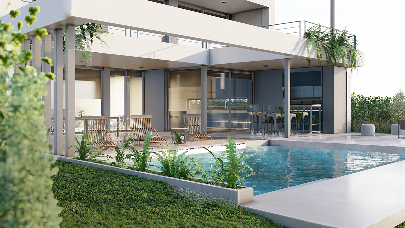3D architecture exterior design house lumion minimal minimalist modern Render residential