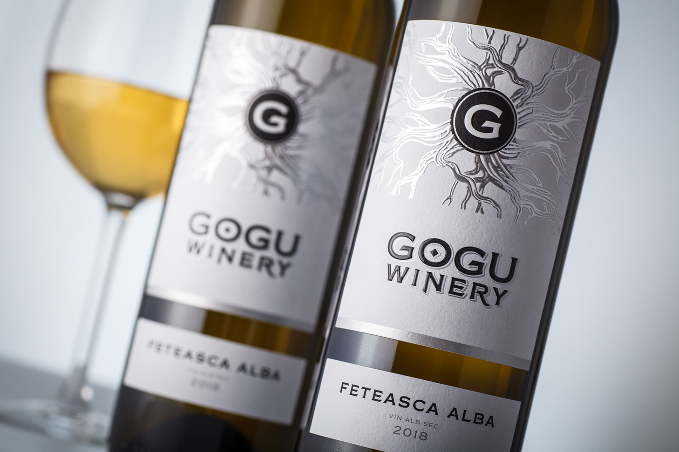 43oz design studio Moldova gogu winery feteasca alba wine label Packaging label design White