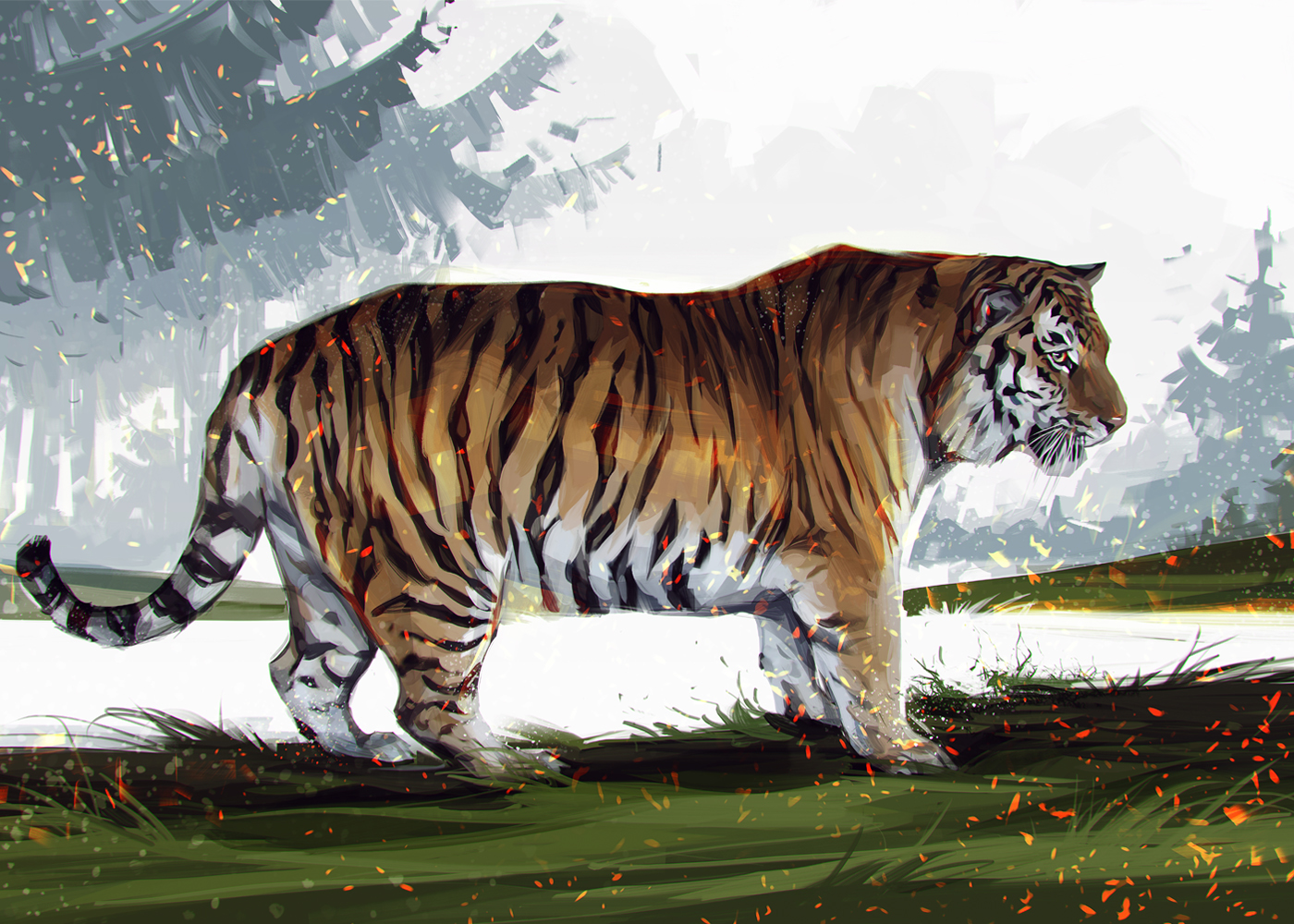 animals big cats art Drawing  wild strong tiger annual report Nature