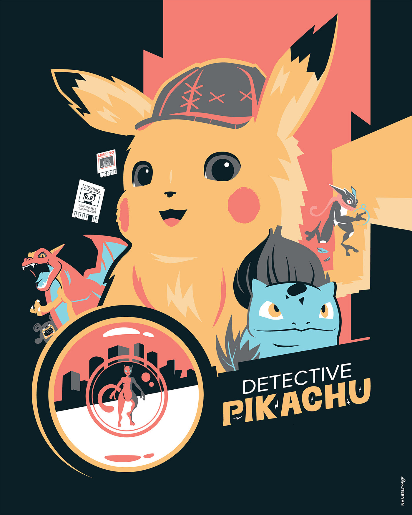 Pokemon detective pikachu posters movie Film   Nintendo Gaming vector Illiustration Character design 