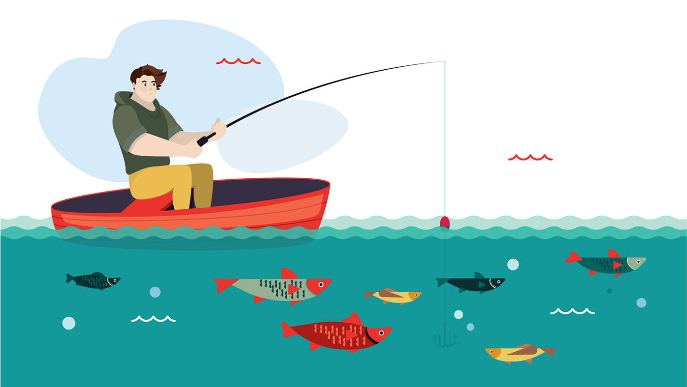 2D 2d Illustration animation  farmmer Fisherman ILLUSTRATION  marketing   motiondesign red screens