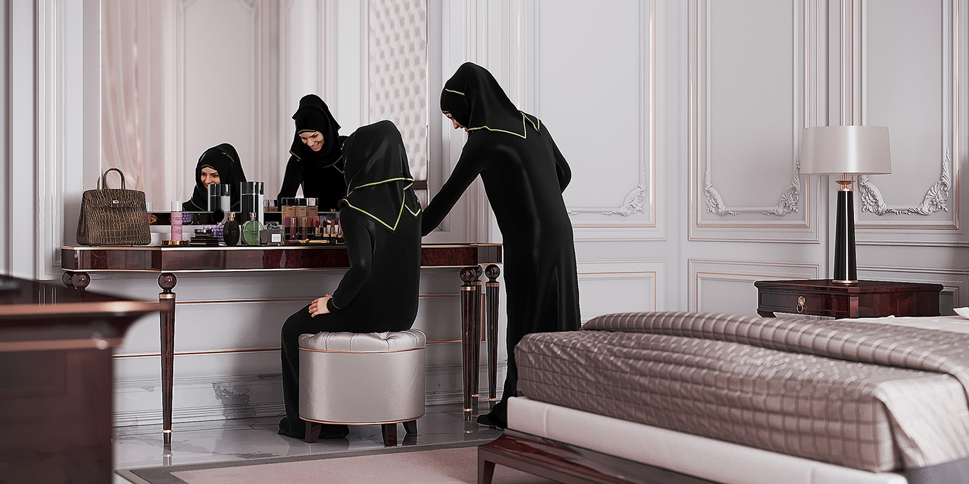 architecture baker bedroom corona elvinshirinov interiordesign neoclassic Qatar Render Safavieh
