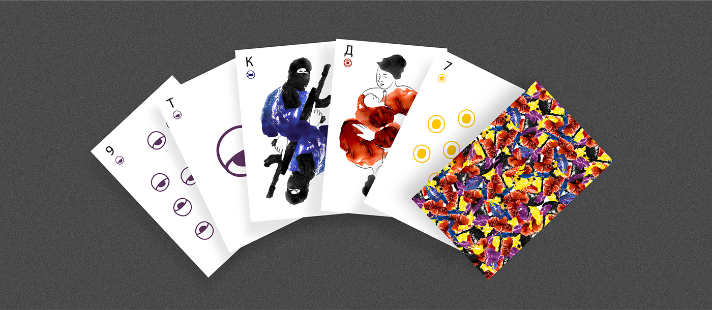 characters colourfull concept emotions eyes graphic design  hand drawn ILLUSTRATION  monotype Playing Cards