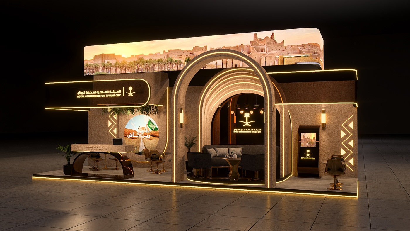 Stand Exhibition  booth royal luxury modern minimal Saudi historical