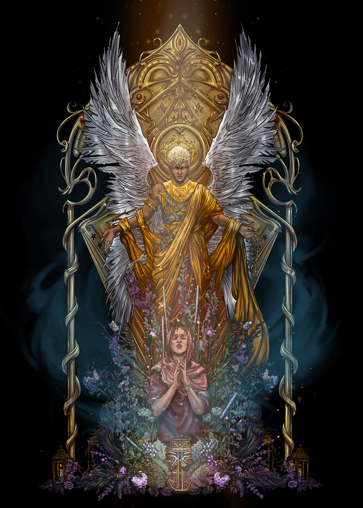 angel art nouveau demon devil Digital Art  digital artist Procreate religious