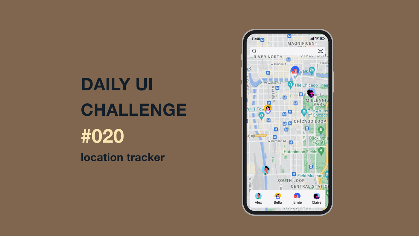 DailyUI daily ui dailyuichallenge Mobile app location avatar location tracker UI/UX ui design day020