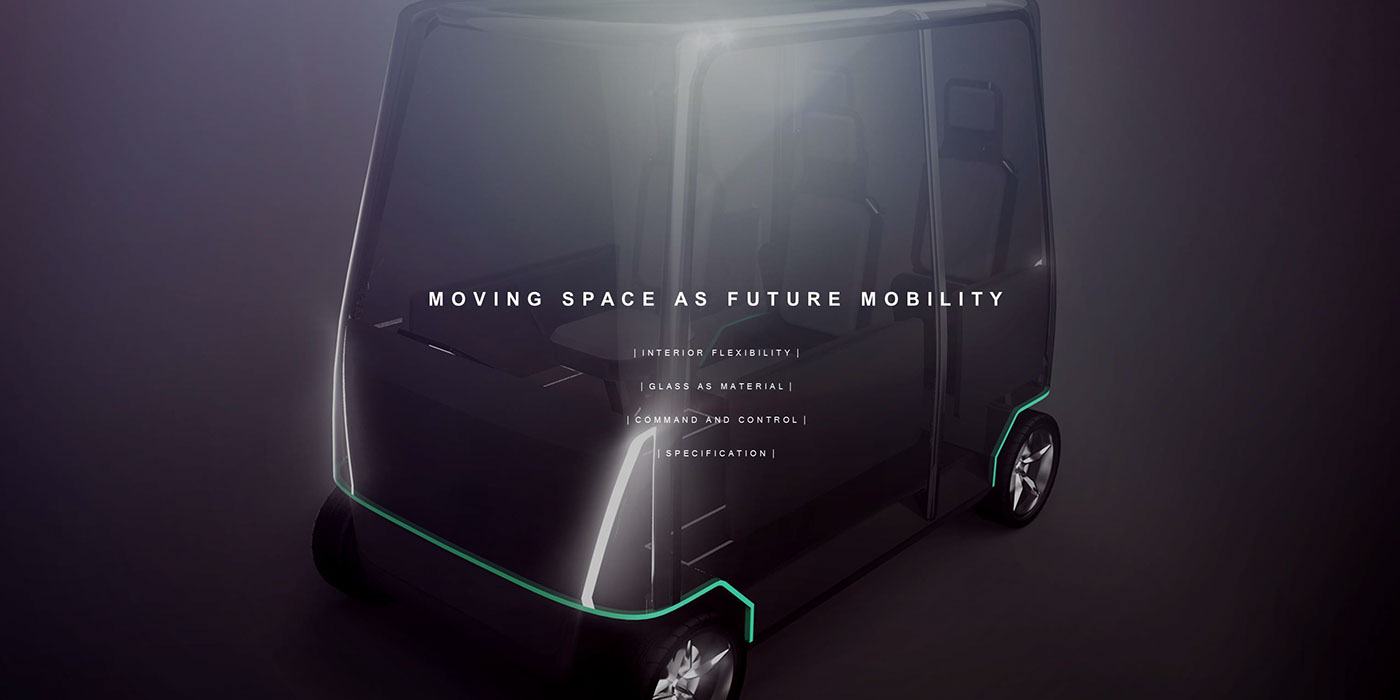 car future glass minimal concept Vitreous framework Space  MOVING Vehicle futuristic clear clarity driverless Autonomous