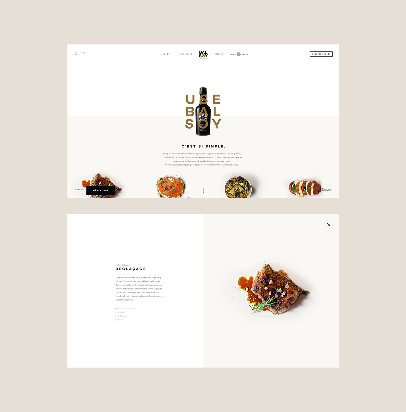 soy sauce balsamic Italy parallax Food  onepage home page landing dark Web