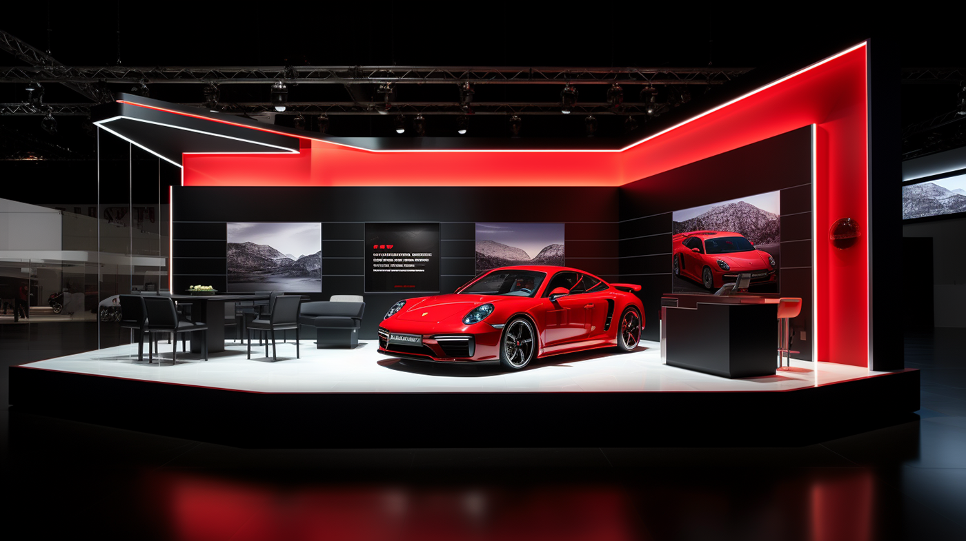 Porsche automotive   car Advertising  booth Exhibition  Event festival identity Graphic Designer
