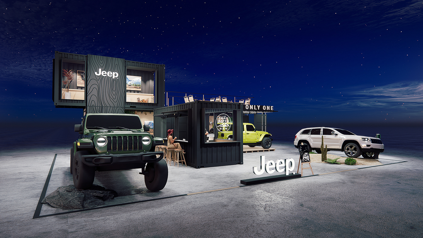 event planning Roadshow automobile brand Brand Promotion Space design off road jeep car 3D