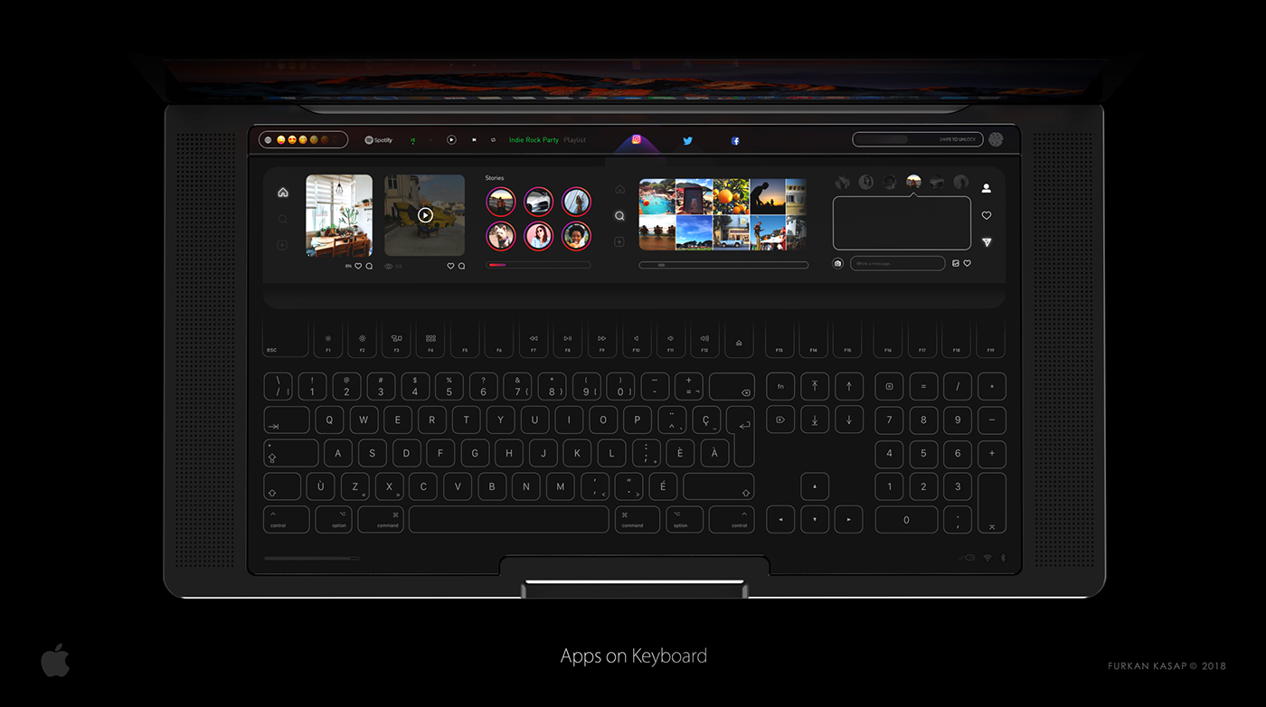 apple mac macbook pro touch keyboard apps on macbookpro concept