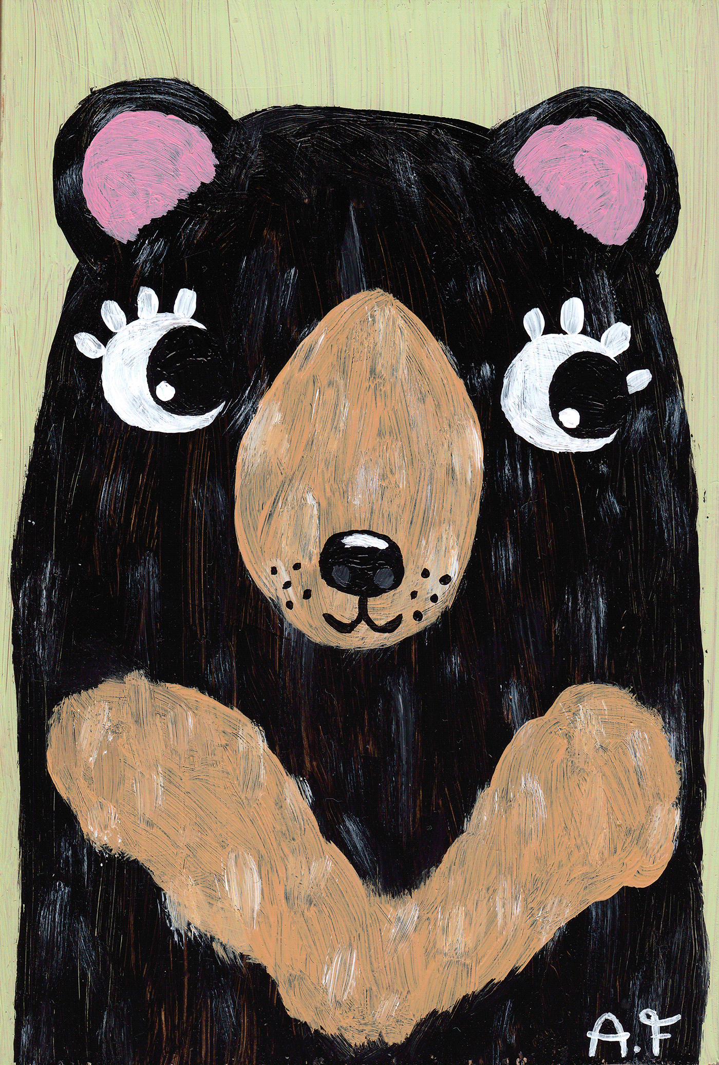 animals bear bears Black Bear childrens ILLUSTRATION  kids painting   portrait Sun bears
