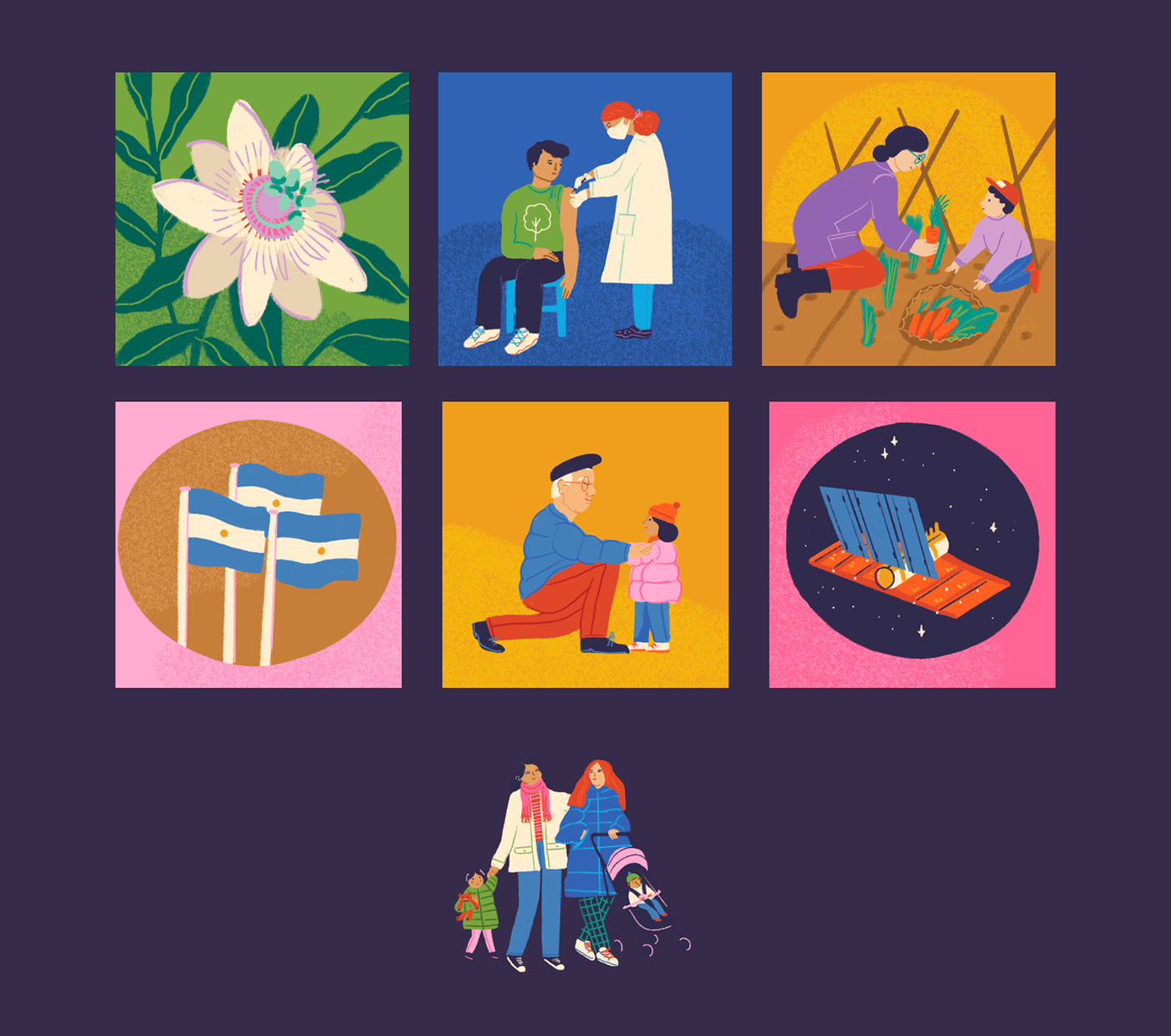 colorful Digital Art  grid illustrations ILLUSTRATION  poster print process sketch Theme Parks Vignettes