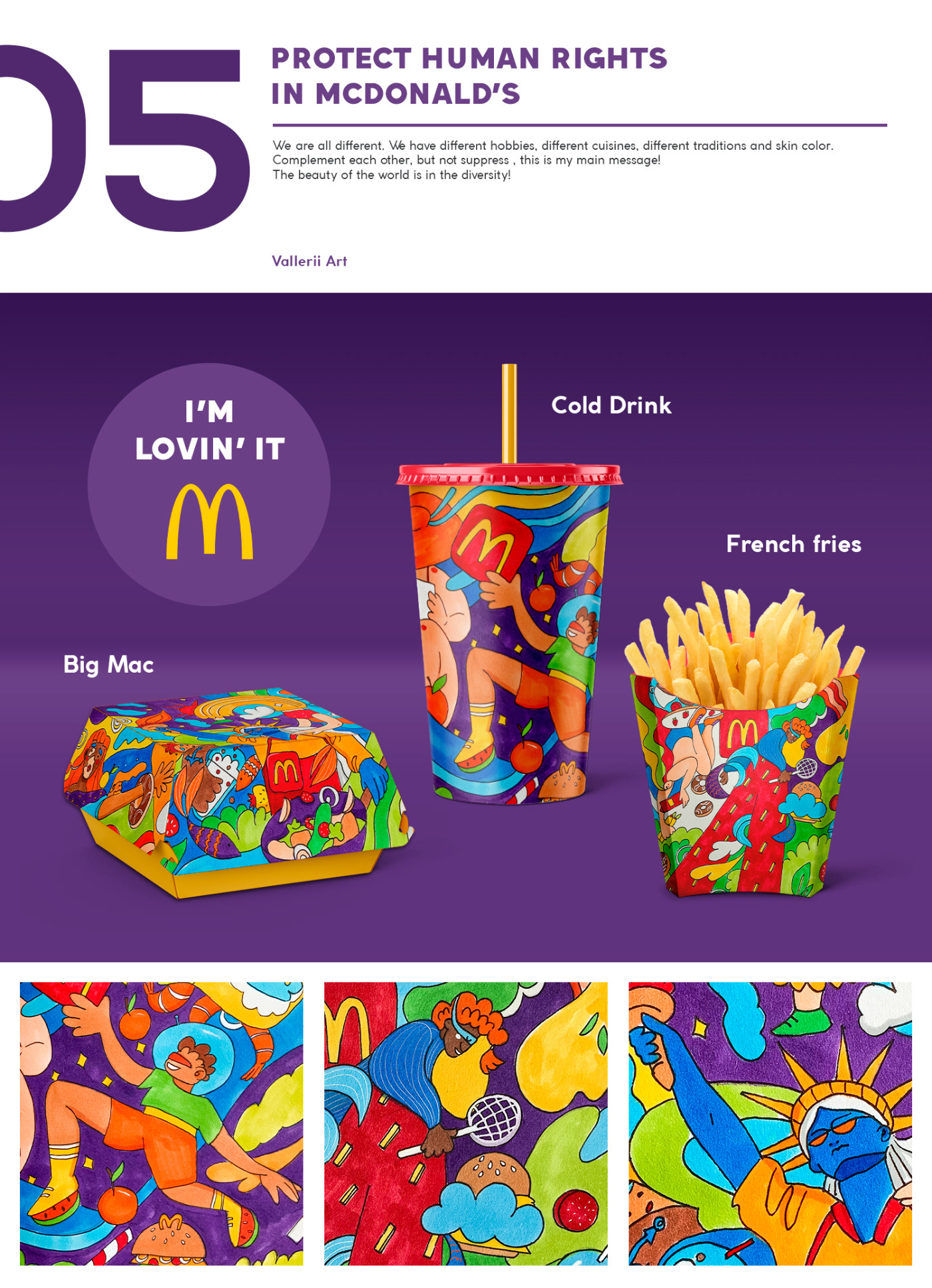 design drink Food  ILLUSTRATION  McDonalds package Packaging Character design  graphic Pack