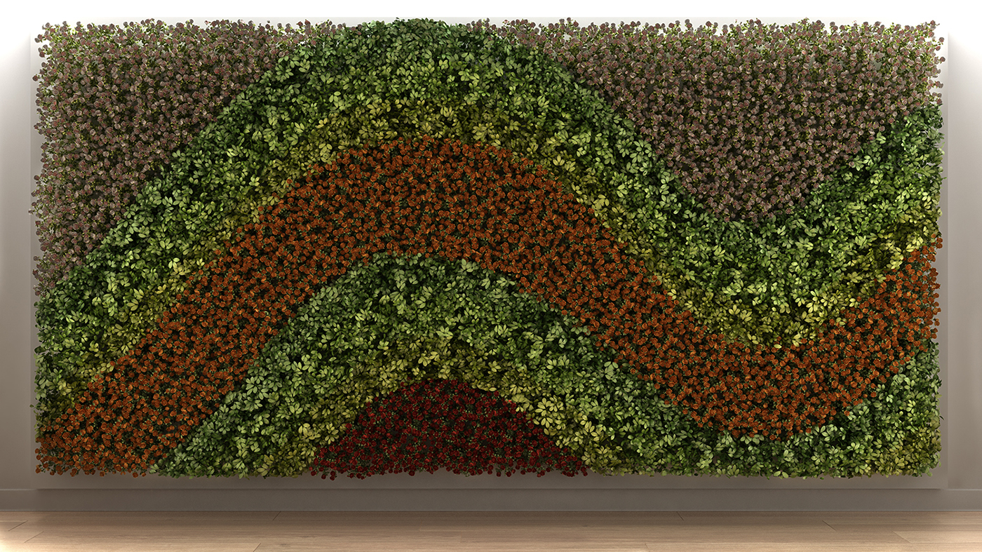 3D model Render rendering modeling 3D CGI cg art interior design  plants Garden Wall