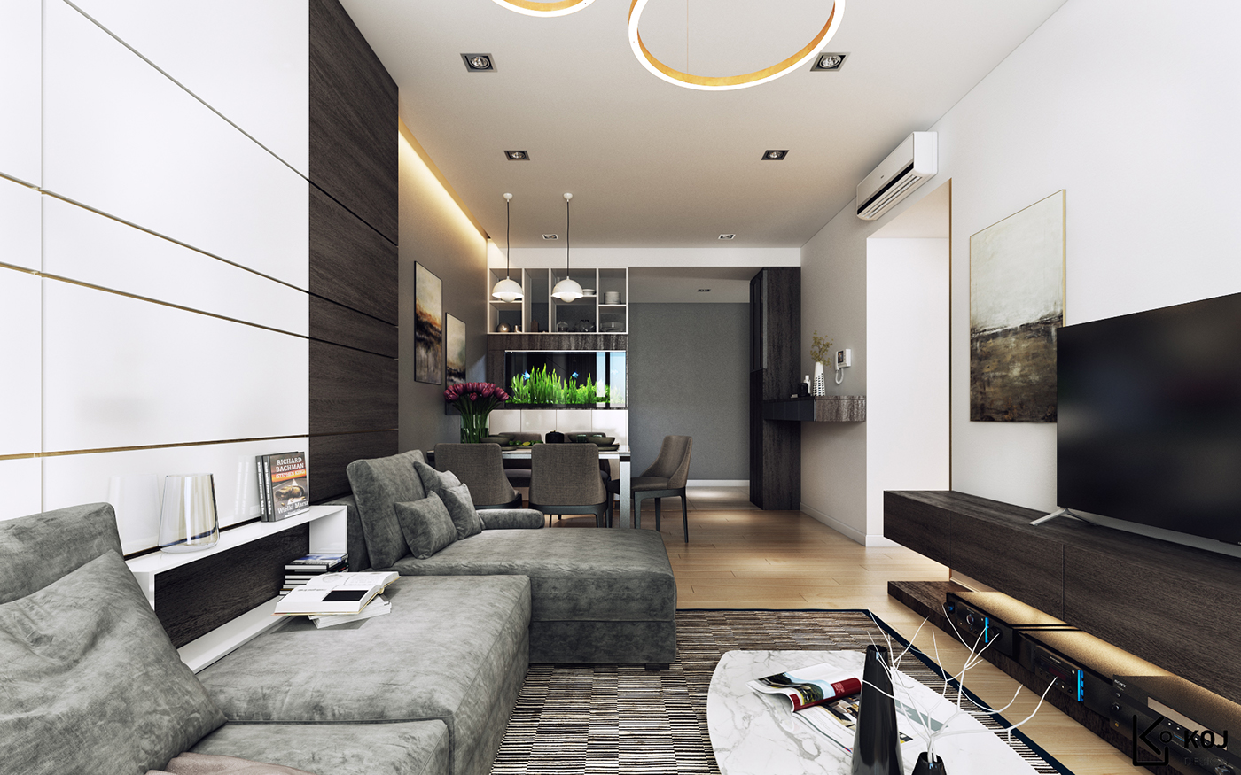 the tresor Nova Land apartment contemporary thiet ke nội thất thi công interior design  grey White