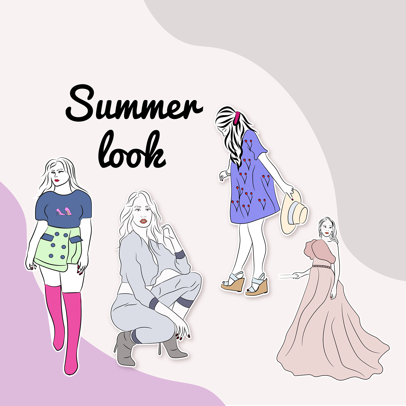 artwork designer Fashion  fashion illustration fashiondesign ILLUSTRATION  Illustrator seamless pattern summer vector