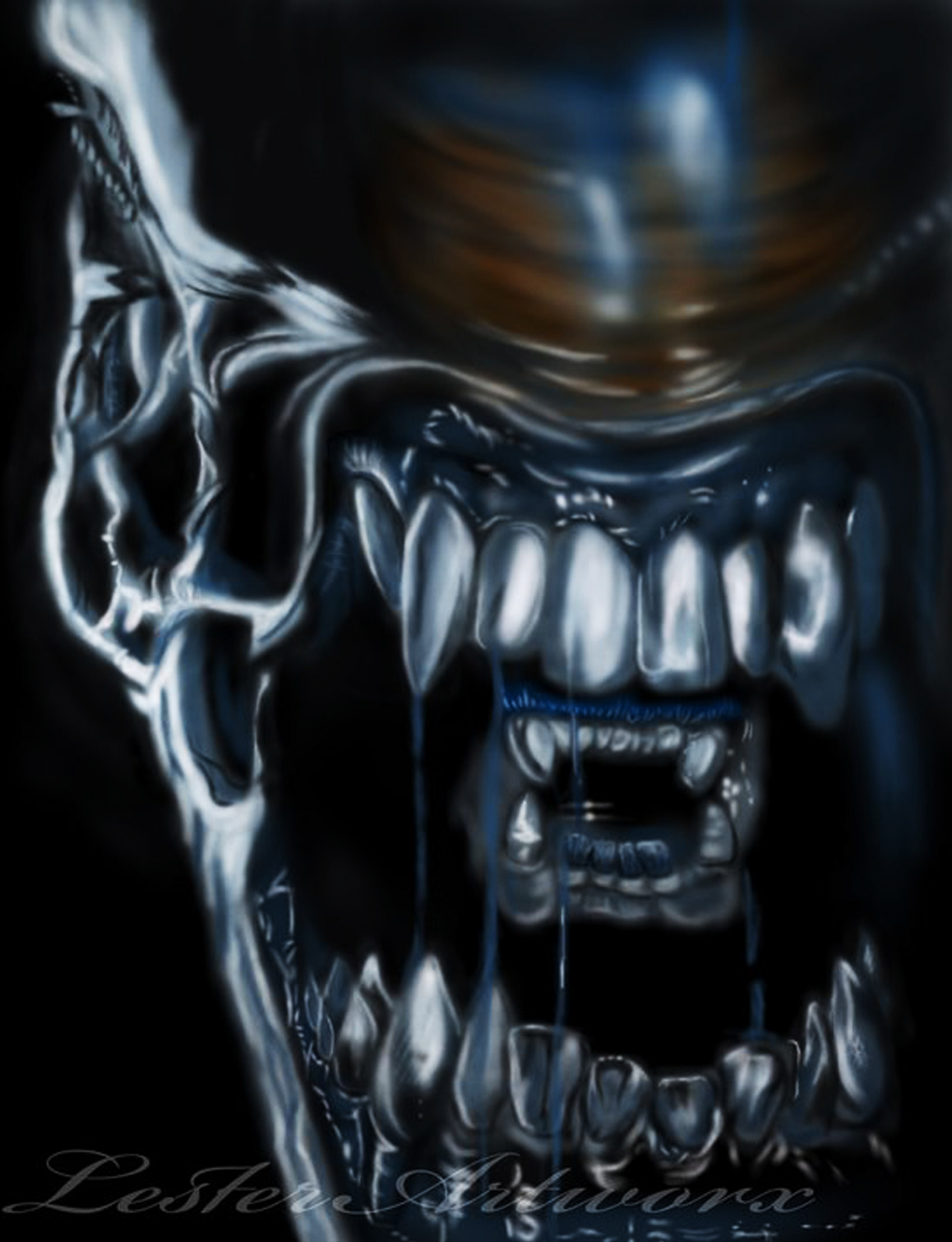 alien face teeth digital paint