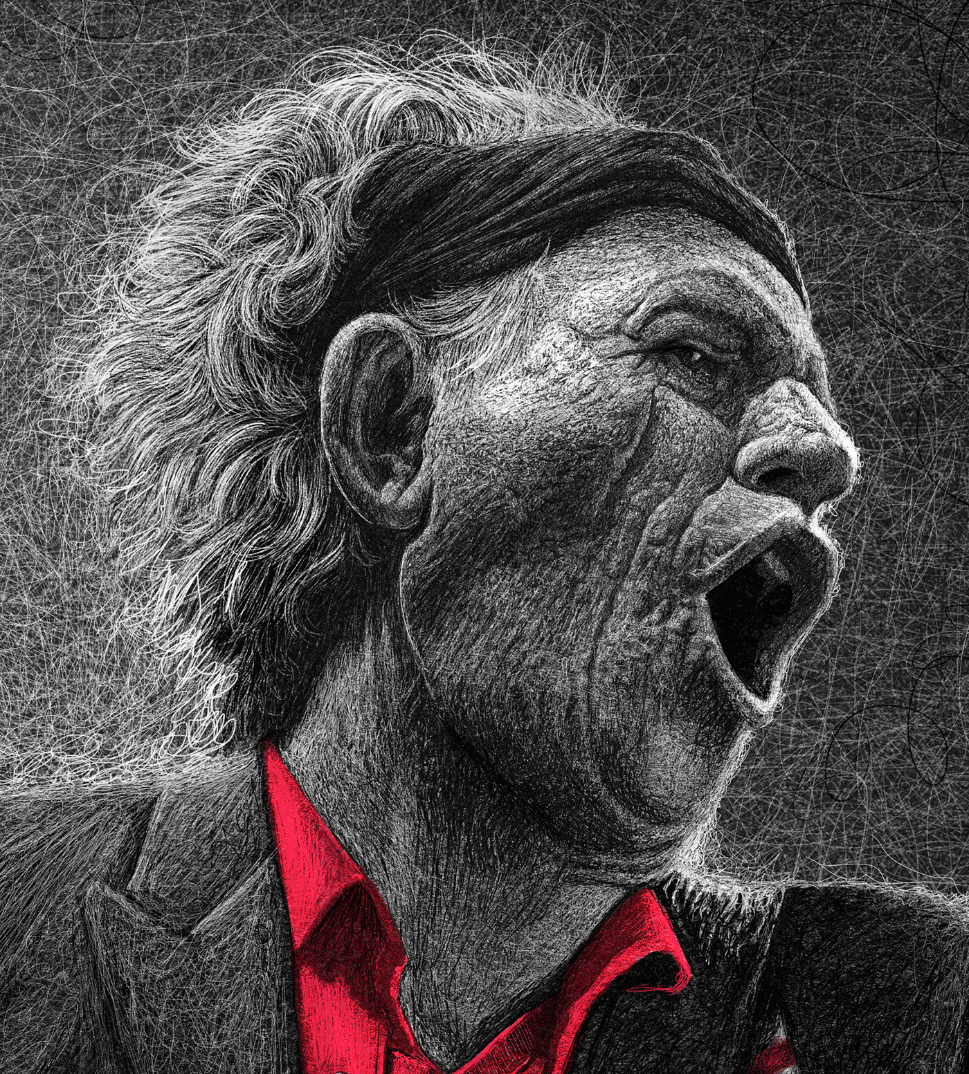 artwork Drawing  fabio vido ILLUSTRATION  Keith Richards music poster Rock And Roll rolling stones