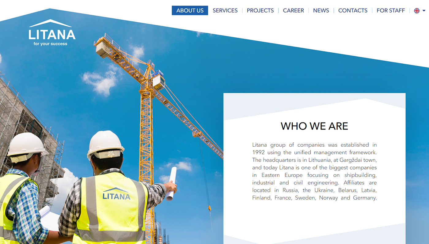 construction shipbuilding website development graphic design  industrial website branding  construction website blue website