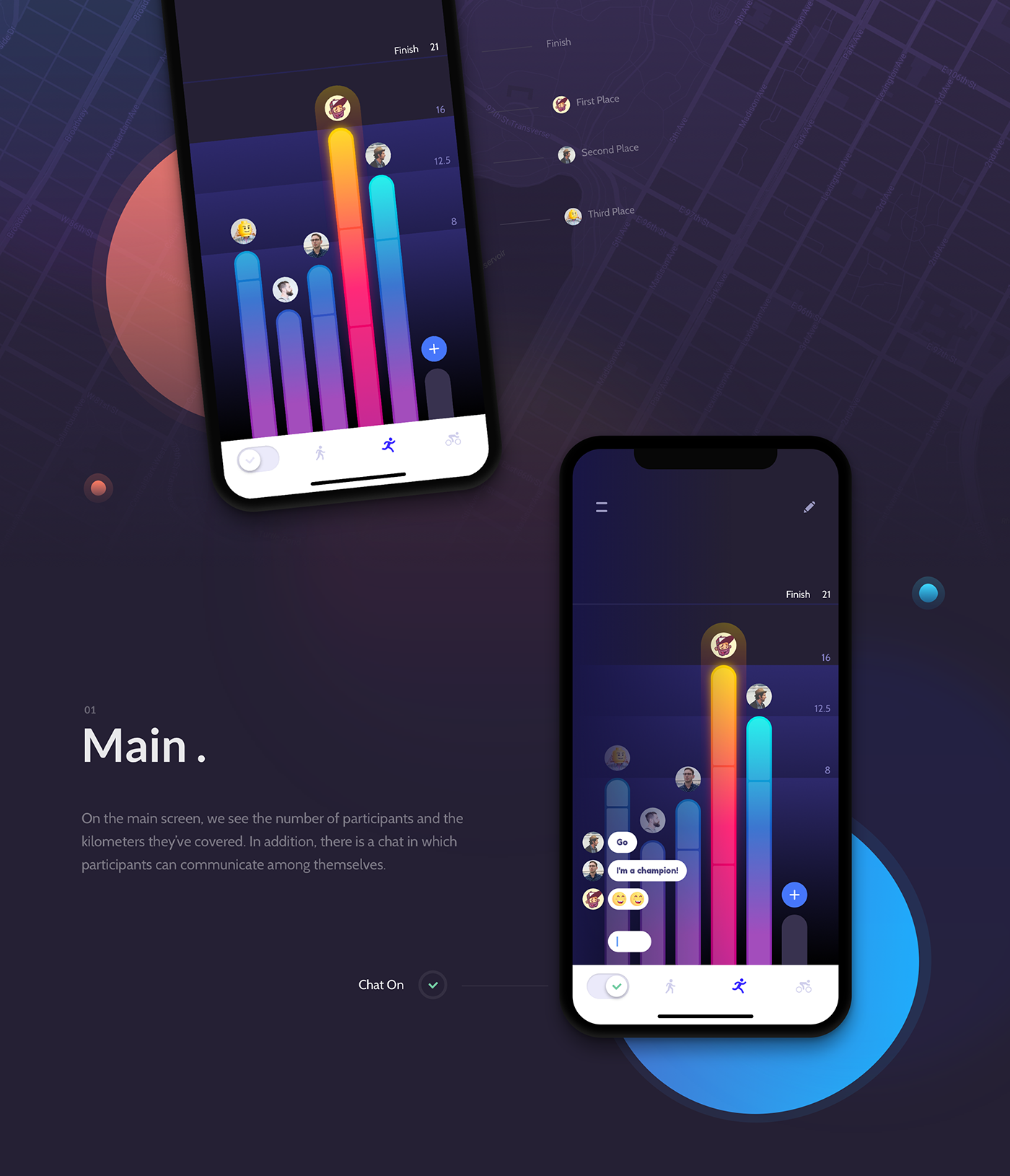 ios concept fitness calories tracker gradient running application UI ux