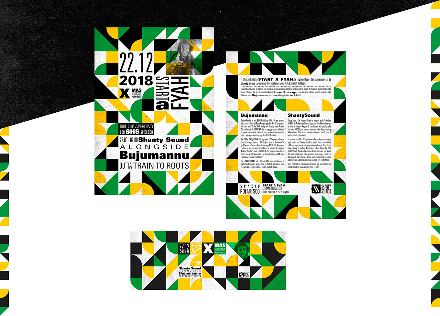 Logo Design branding  music reggae jamaica green flyer vinyl pattern pictogram