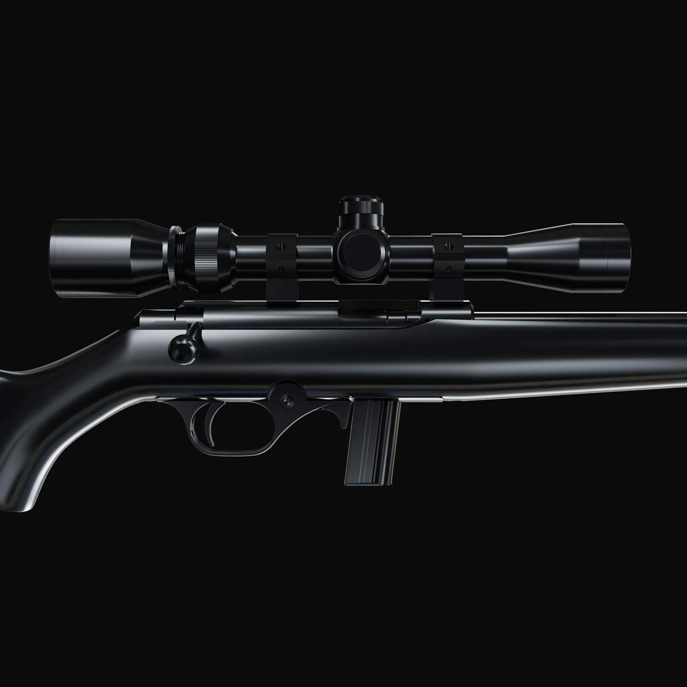 black blender CGI Gun HardSurface product rifle studiolight training tutorial