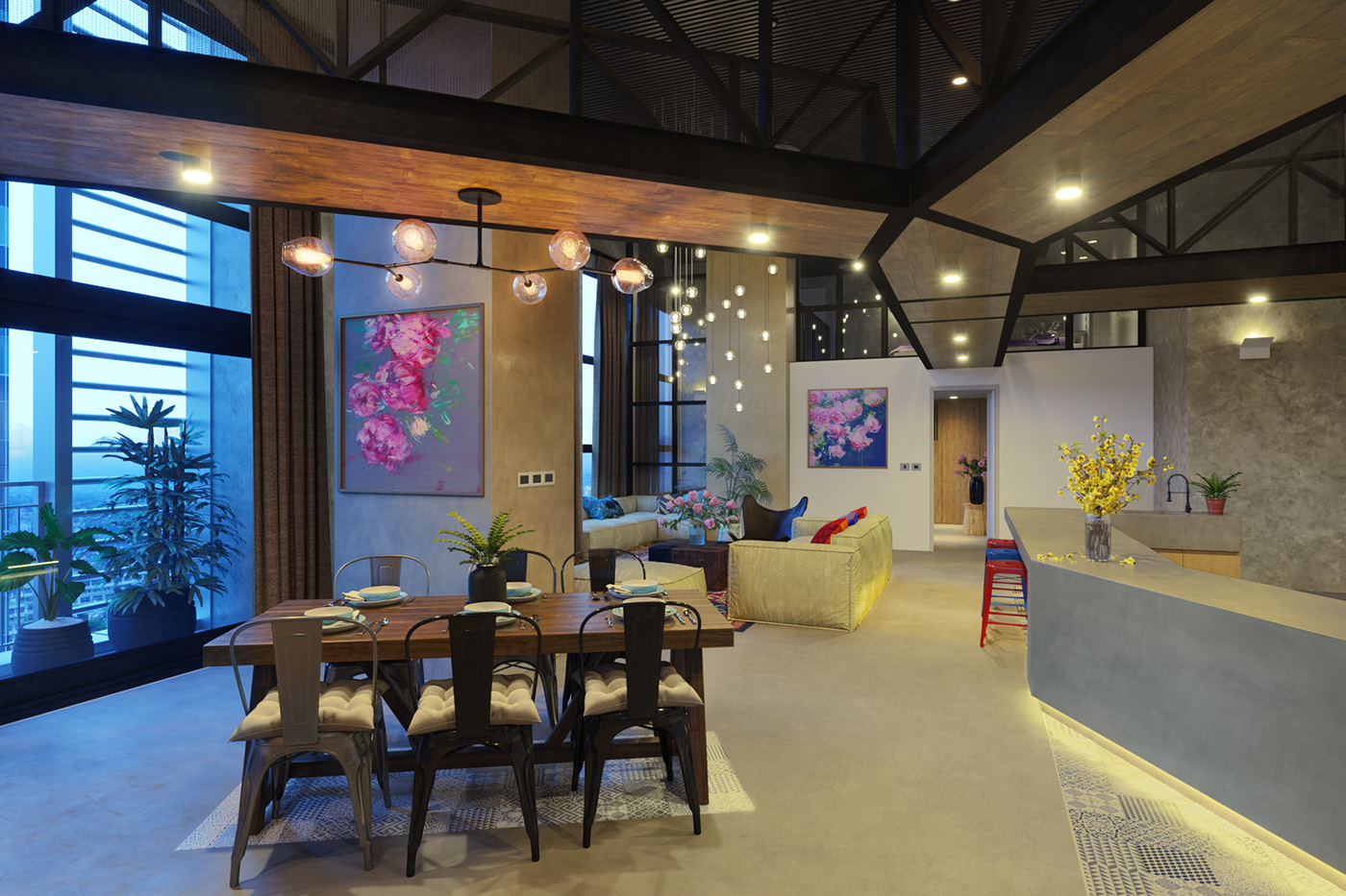 3dsmax corona render  Adobe Photoshop design Interior apartments CGI art living space rendering
