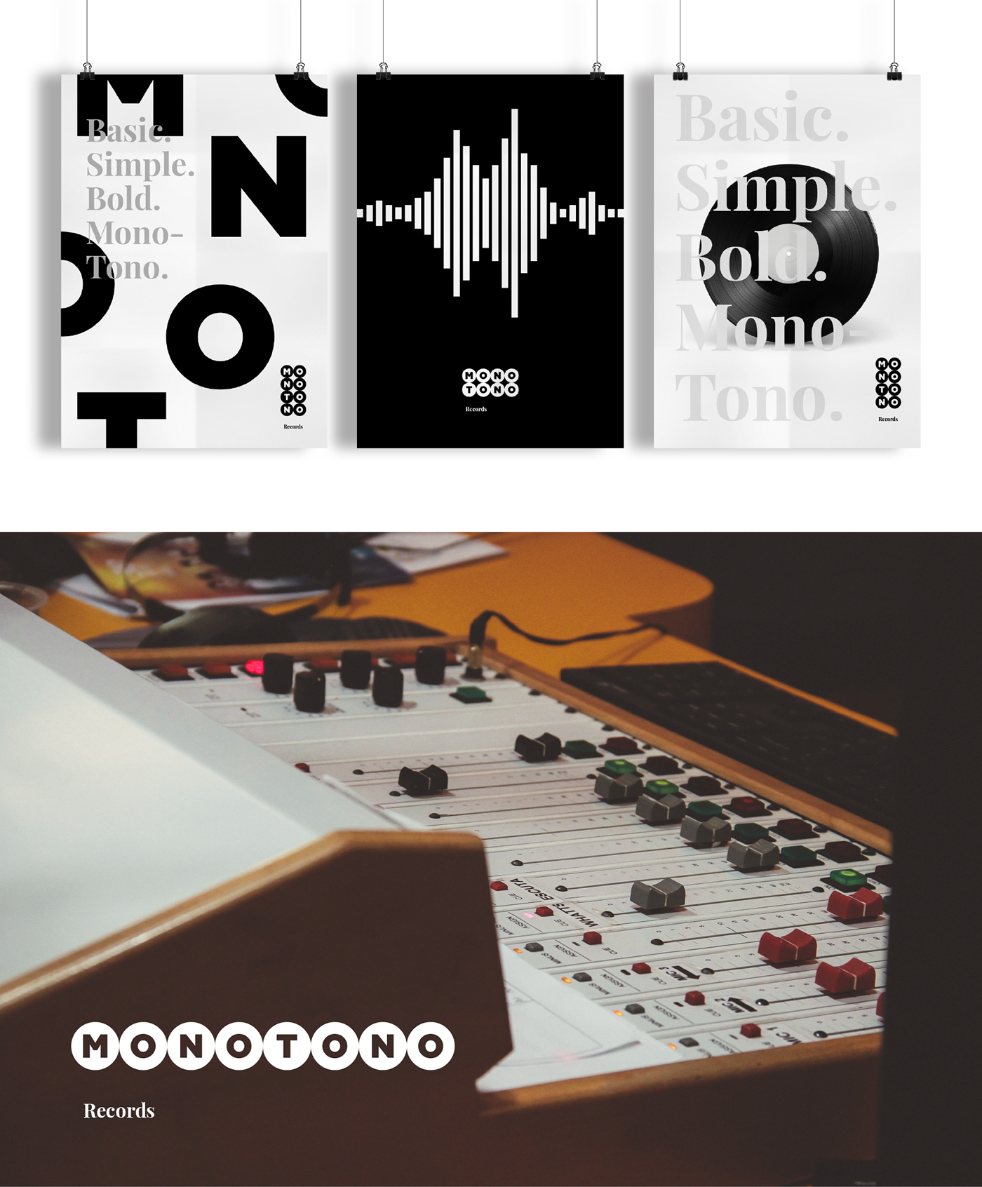 Mono tono record bold simple design brand studio discography disco poster flyer stationary gif color