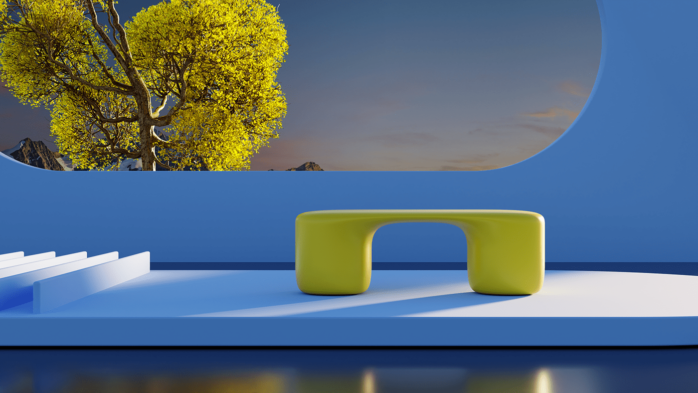 bench design product design  industrial furniture wood 3D visualization architecture exterior