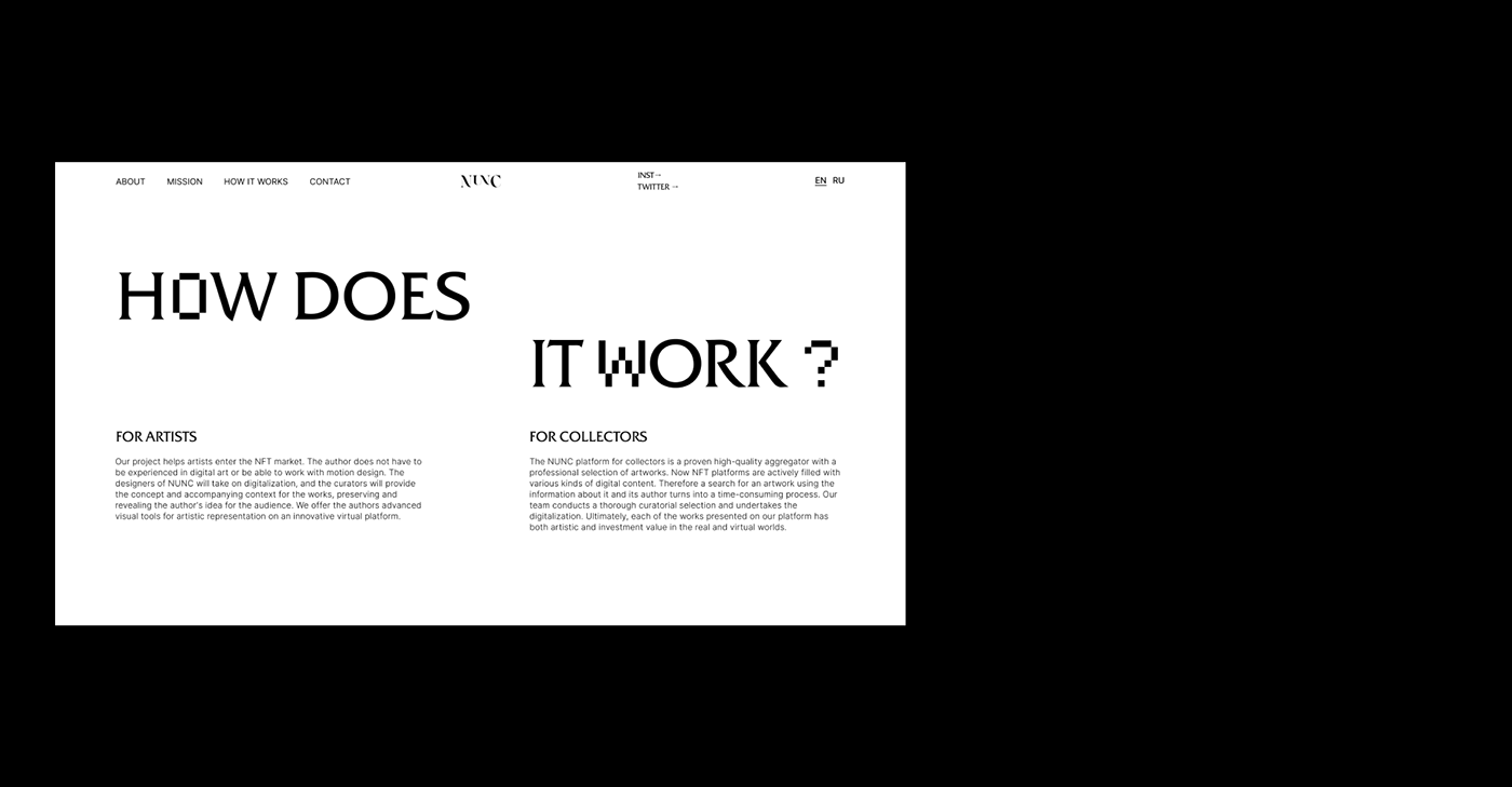 art grid landing page Layout minimal nft typography   UI Web Design  Website