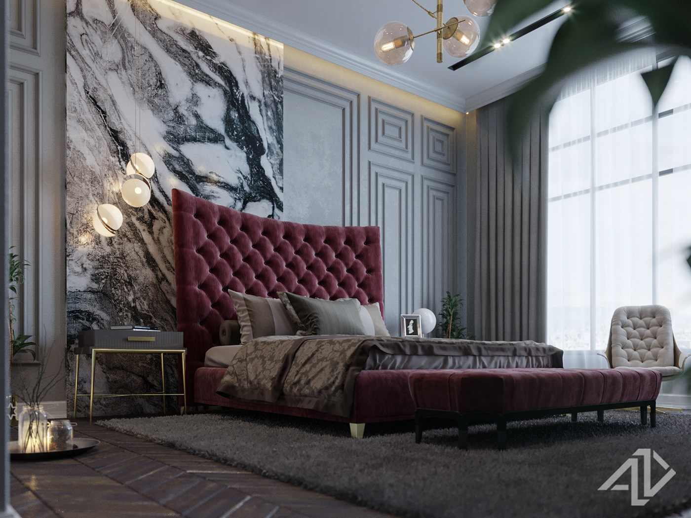 bedroom CoronaRender  rendering Photography  interiordesign luxury