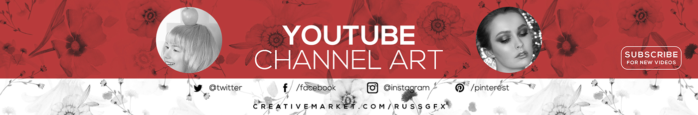 youtube channel art banners psd templates colorful Fashion 