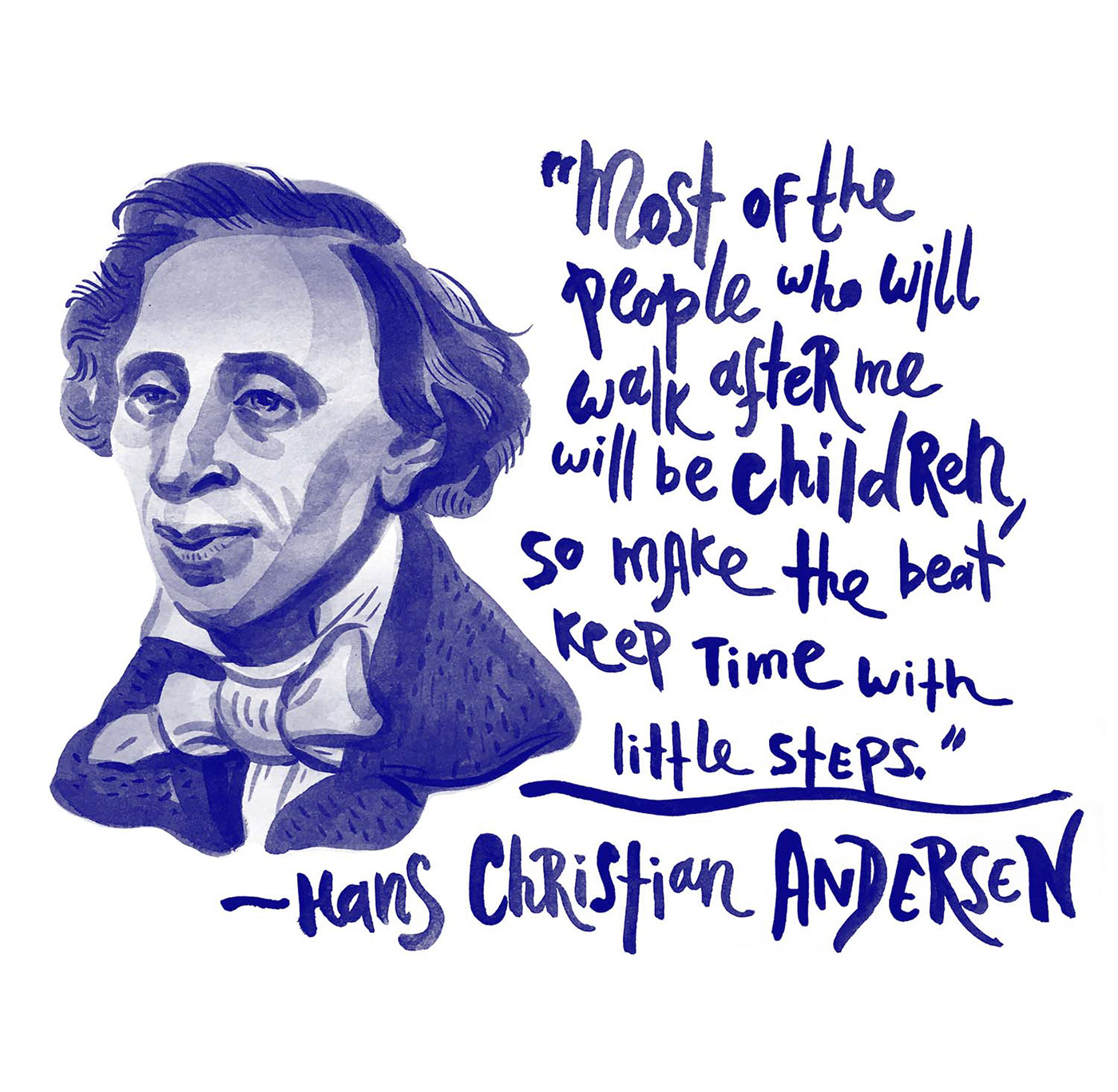 Drawing  HAND LETTERING Hans Christian Andersen ILLUSTRATION  ink lettering portrait PORTRAIT DRAWING quote writers