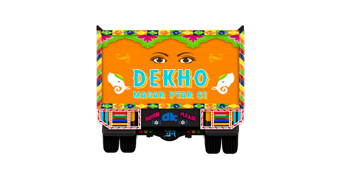 Truck India typography   truck art ILLUSTRATION  colours