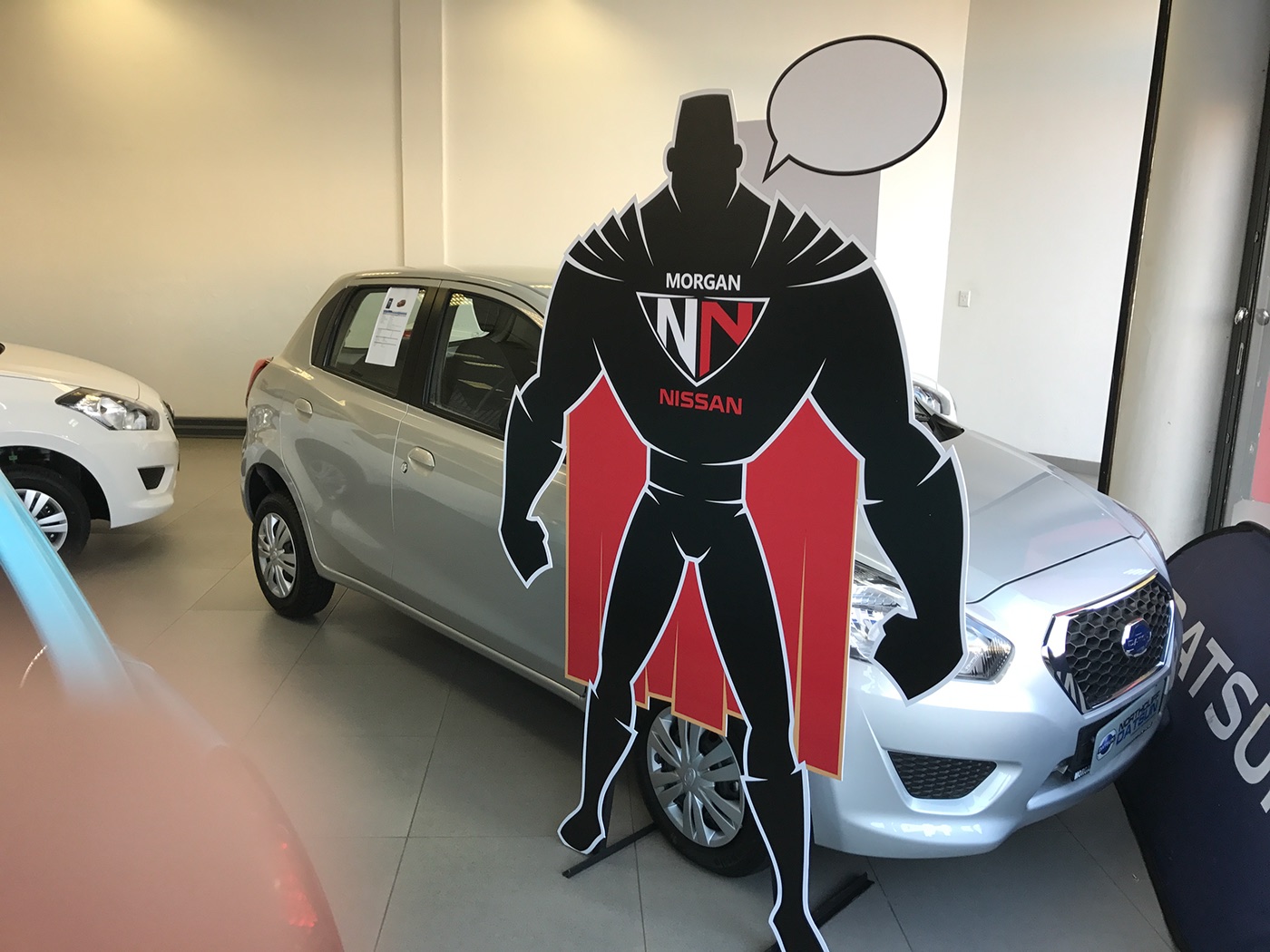 Standee life size SuperHero dealership branding cut outs