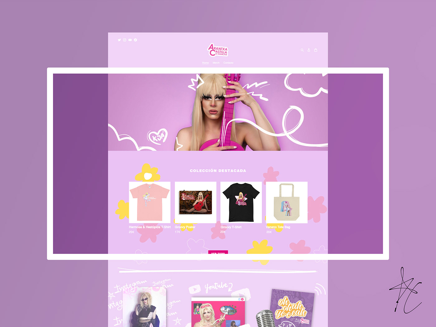 drag queen e-commerce ILLUSTRATION  landing page Layout Design online store shop social media Web Design  Website