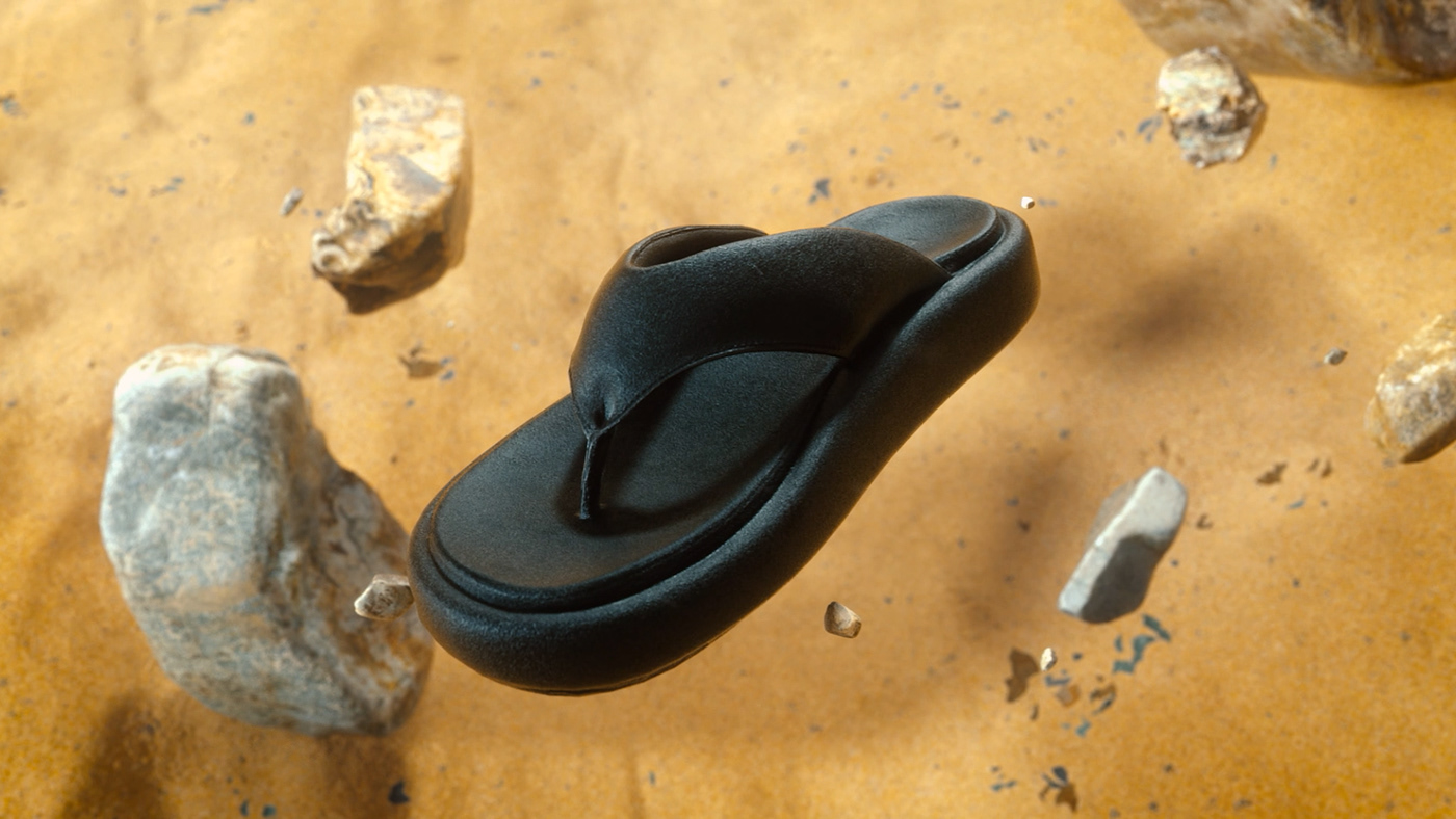 shoes 3D animation  motion graphics  Advertising  c4d octane CGI desert sand