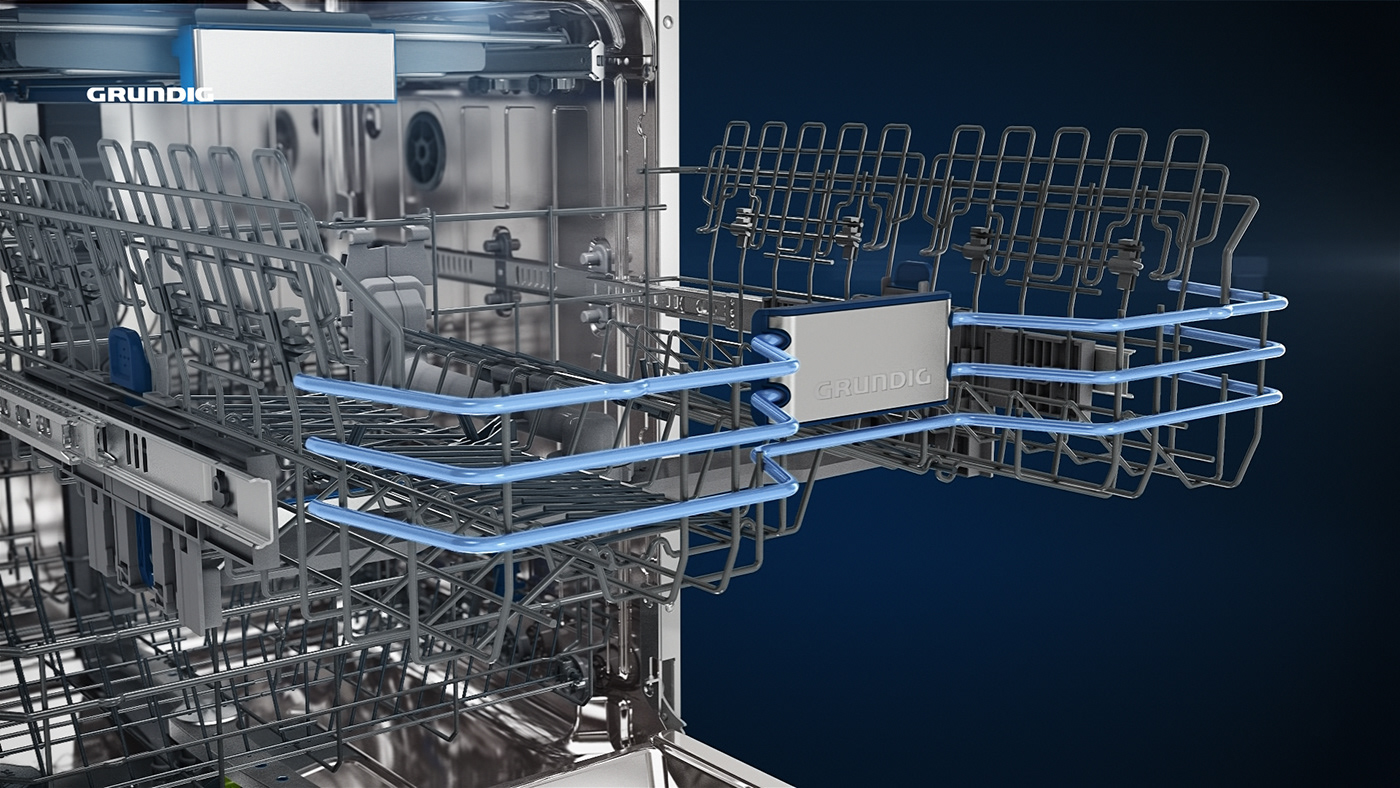 Grundig dishwasher CGI machine animation  creative high high-end machine high-end dishwasher