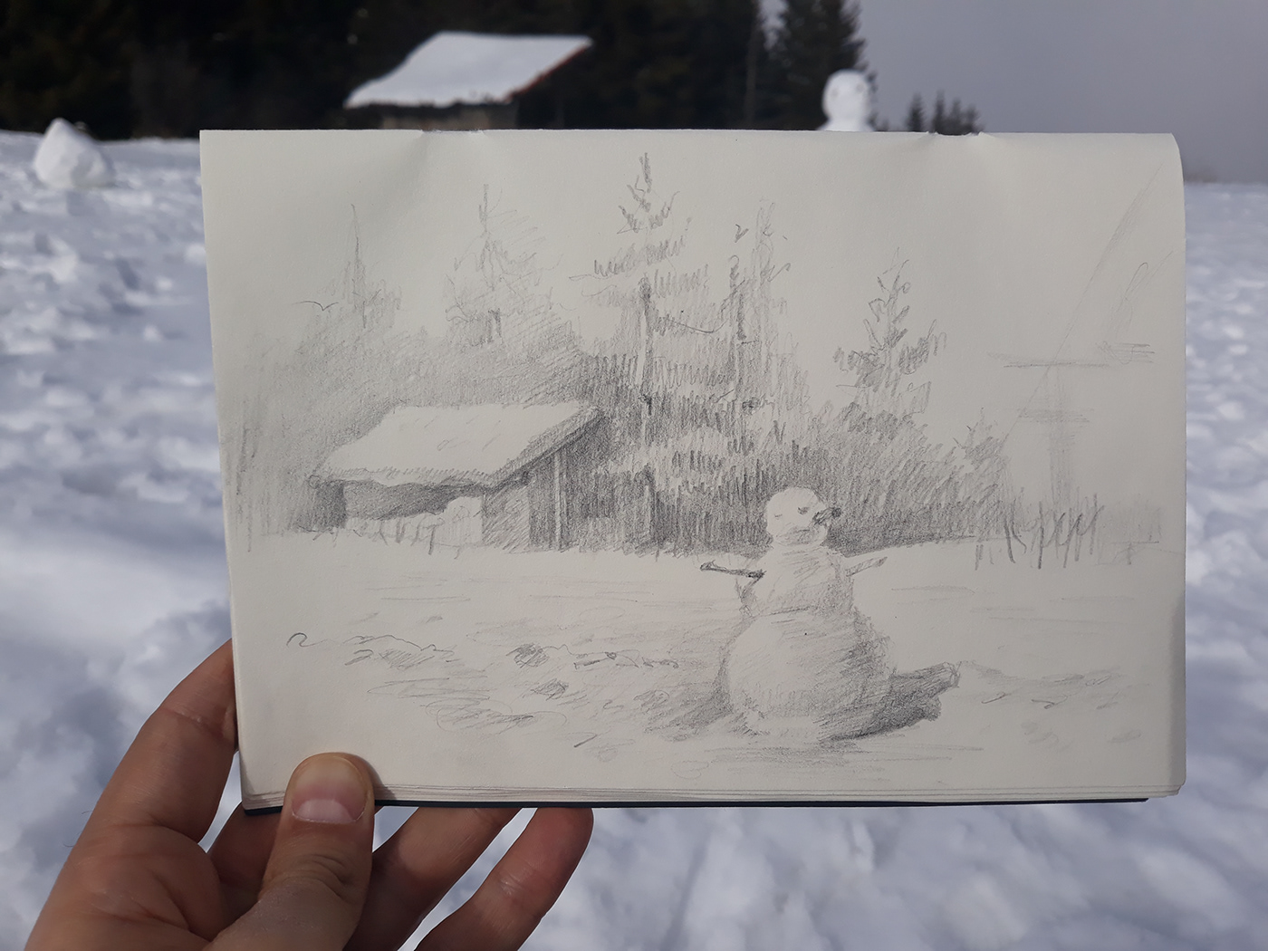 Image may contain: drawing, snow and sketch
