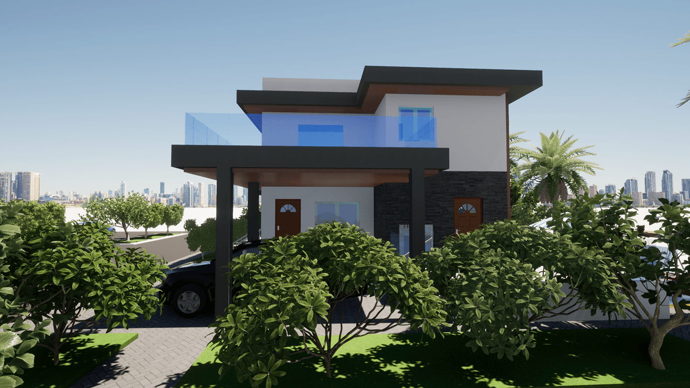architecture exterior Landscape AutoCAD revit 3ds max twinmotion Render photoshop Modern Villa