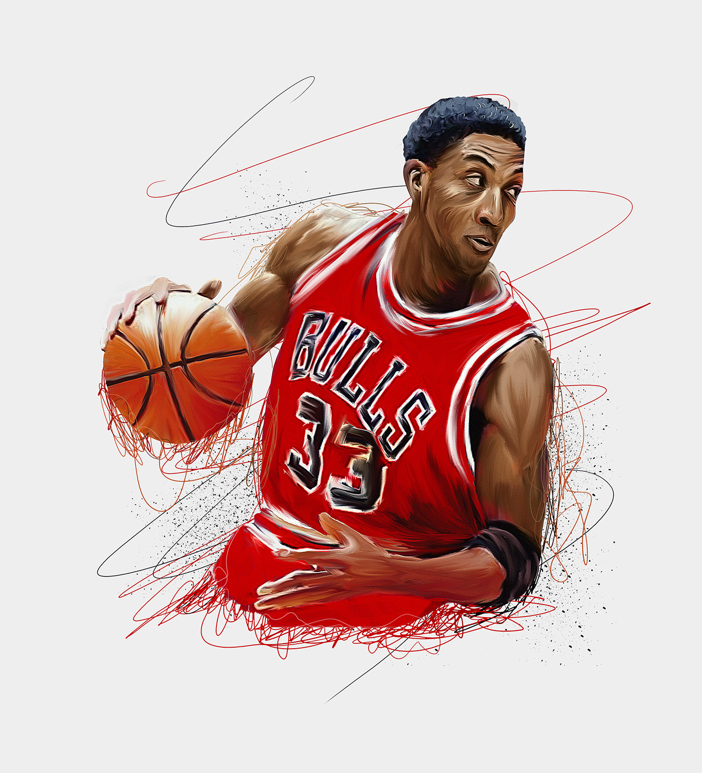 chicago bulls digital illustration digital painting digital portrait Documentary  Michael Jordan Netflix poster sports illustration
