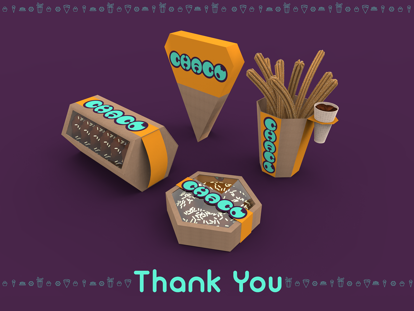 Packaging branding  logo Street Food crepe donut Churros gif