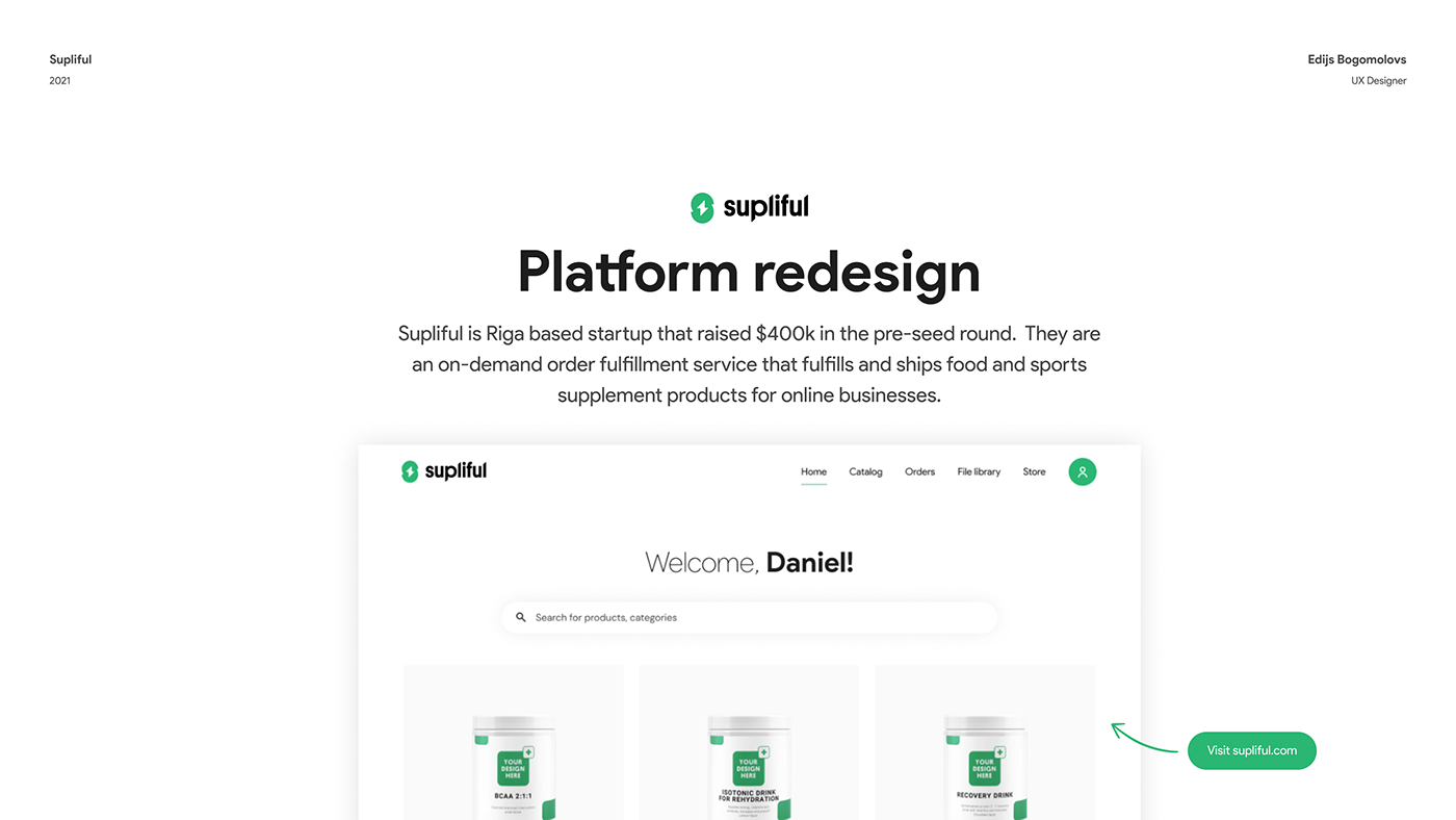 create a product dashboard Ecommerce on-demand app redesign sport nutrion Startup ui ux User research ux